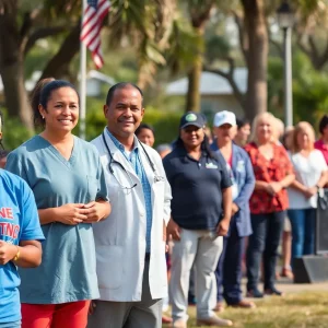 Community leaders and local athletes representing Beaufort SC