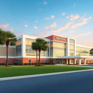 Rendering of the Bluffton Community Hospital under construction
