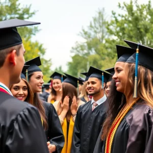 Graduates celebrating at USC Beaufort commencement ceremony