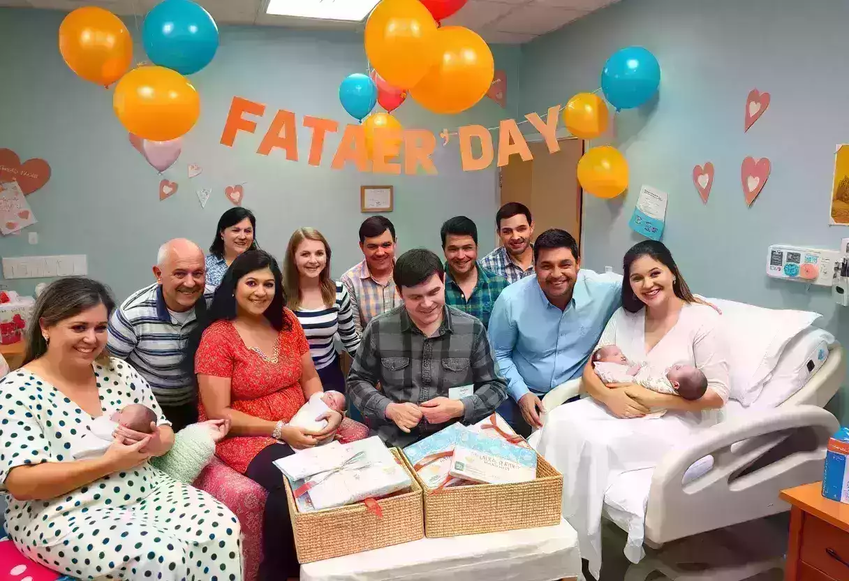 Celebration of Father's Day with newborns at Beaufort Memorial Collins Birthing Center.