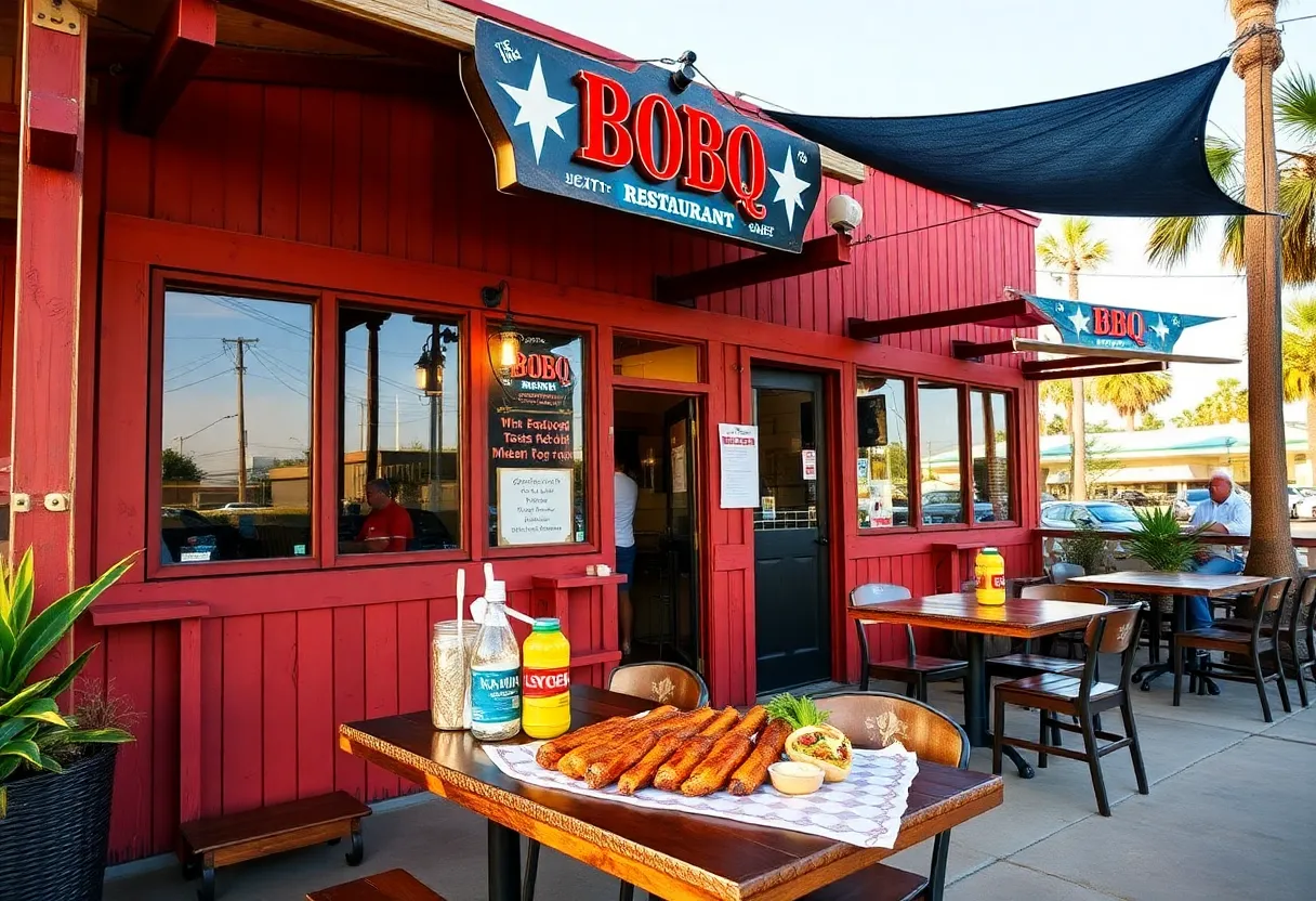 Exterior view of Bordertown BBQ restaurant in Beaufort, SC