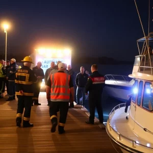 Emergency responders at charter boat shooting scene