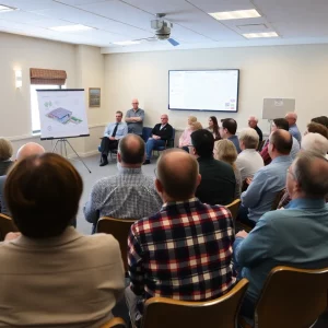 Residents participating in the public meeting about the Sand Shark Project.