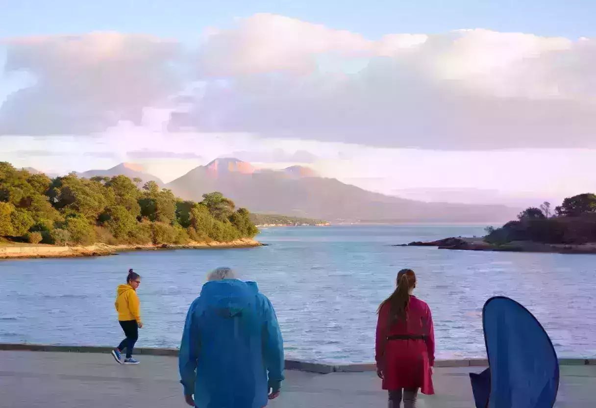 Community members gathering for child safety awareness on St. Helena Island.