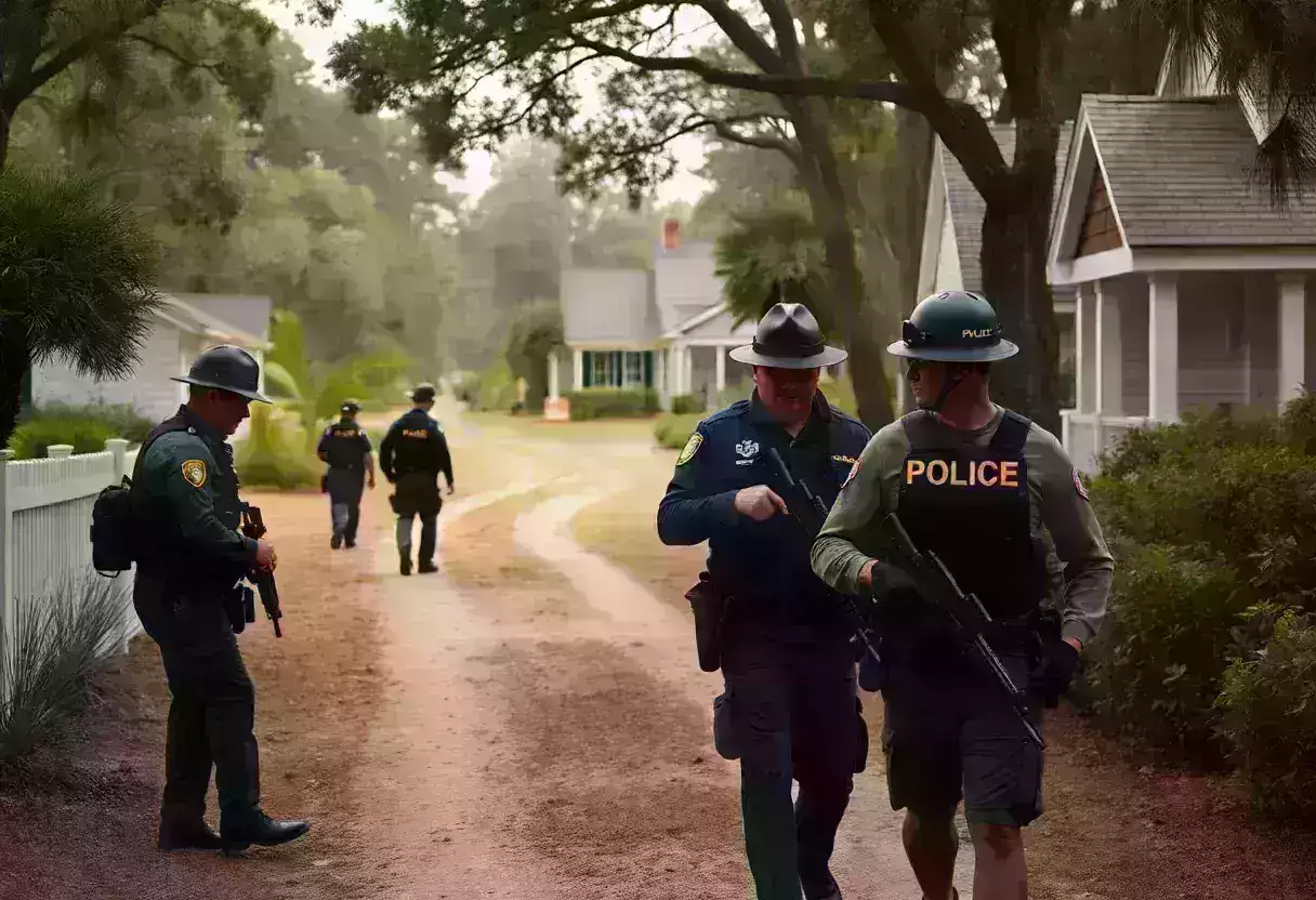 Law enforcement conducting search operations in Bluffton, SC