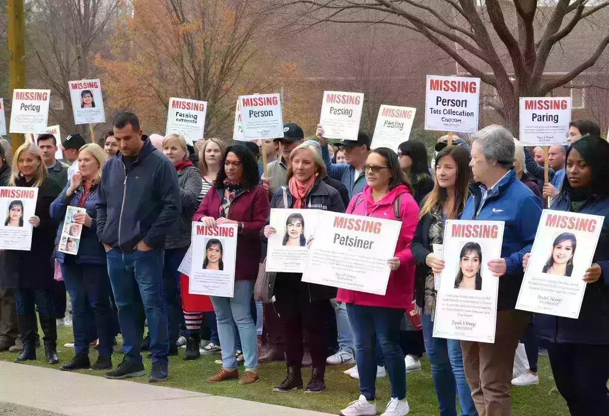 Community members participating in a search effort for a missing teen.