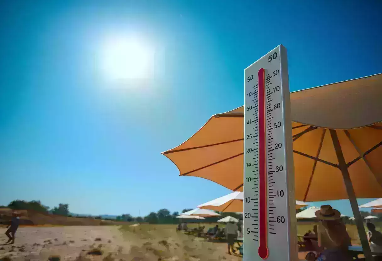Sun-drenched landscape illustrating a summer heat wave