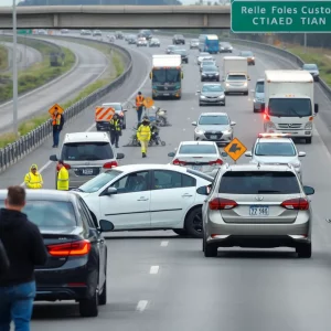 Traffic scene of a serious accident on Highway 170 in Beaufort County