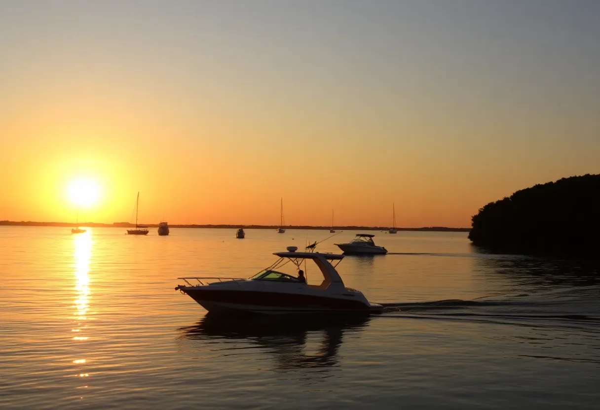 A picturesque view of Skull Creek, Hilton Head Island during sunset