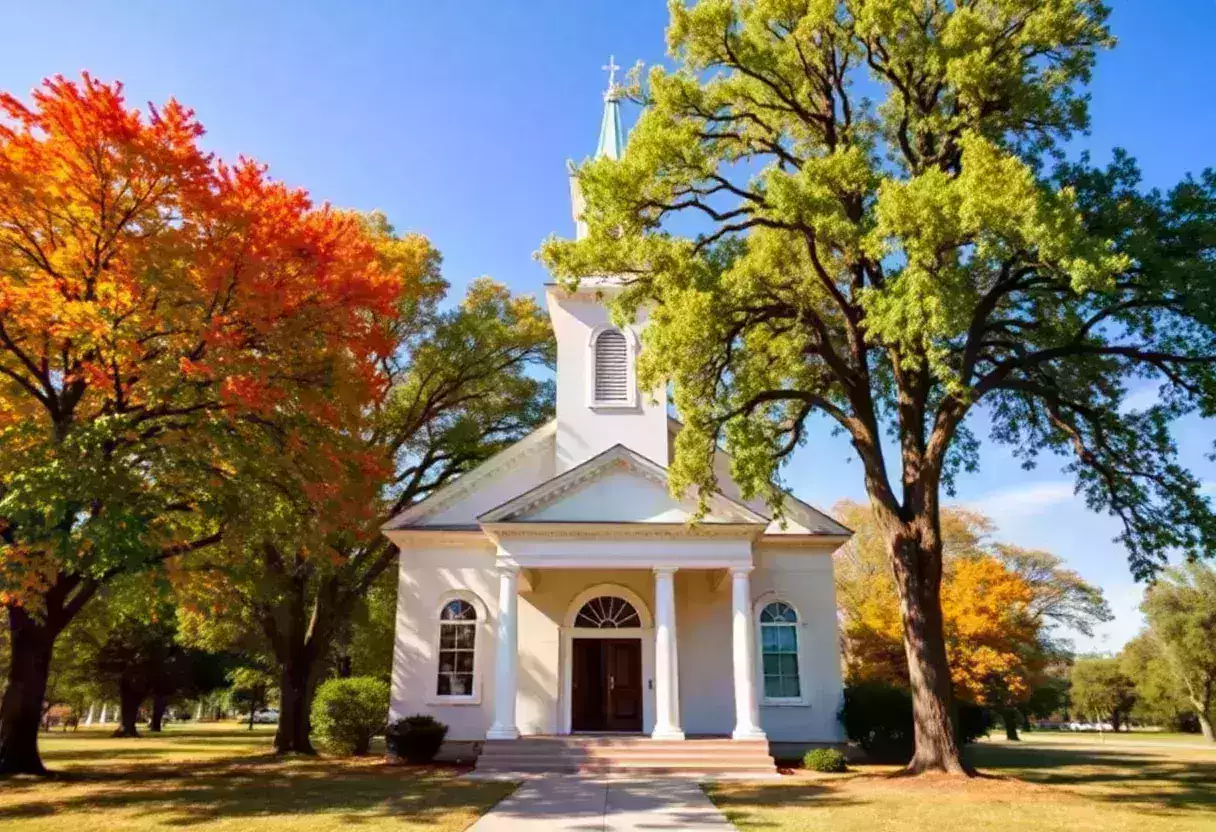 Historic church in Beaufort under blue sky