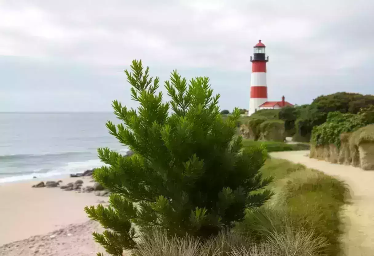 Scenic view of Hunting Island lighthouse and the beach