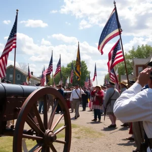 Reenactment of Lafayette's visit with parading and cannons.