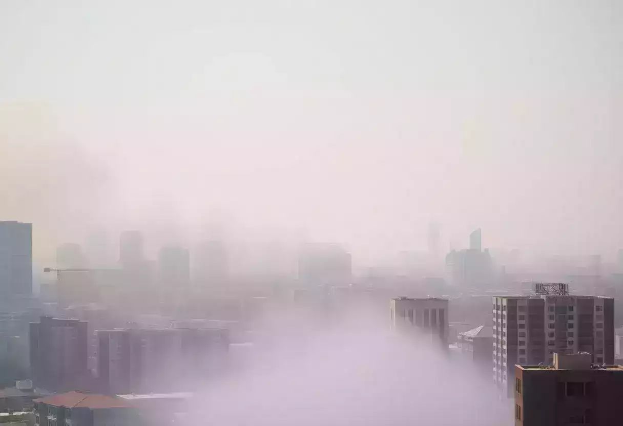 Hazy skyline of Michigan due to wildfire smoke