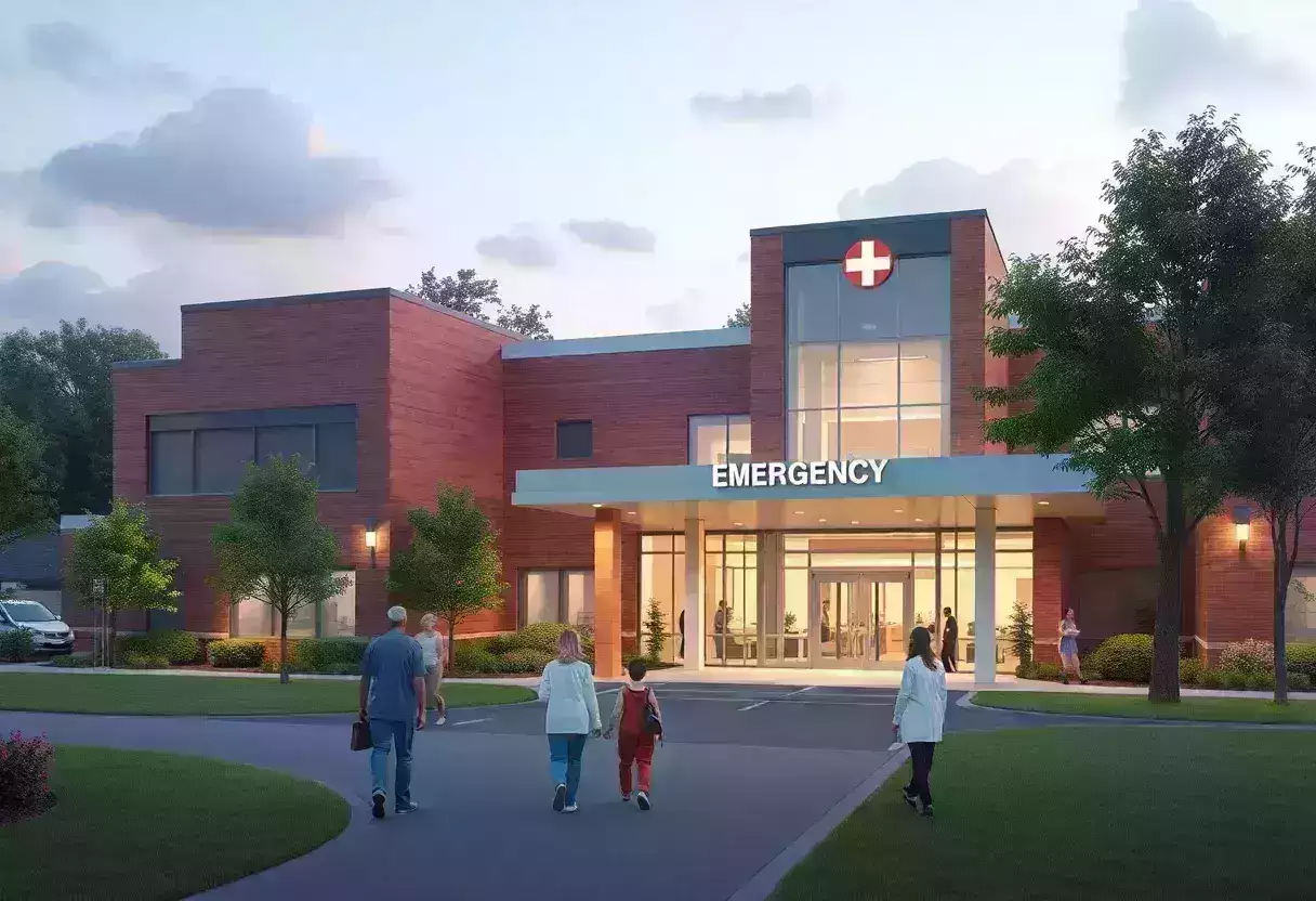 Conceptual rendering of a new rural emergency hospital