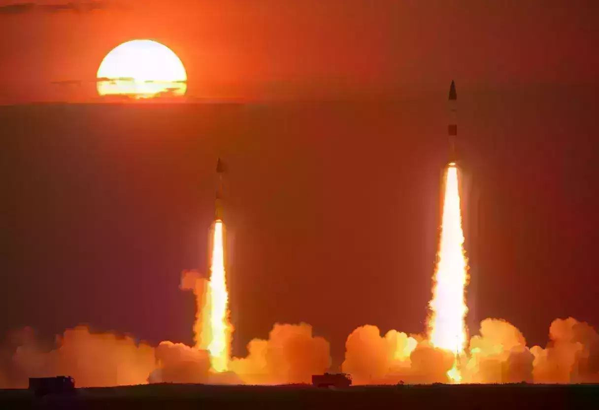 Missile launches in North Korea showcasing military technology