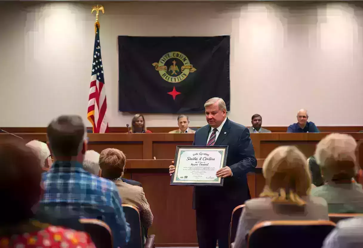 Award ceremony at Beaufort City Council meeting