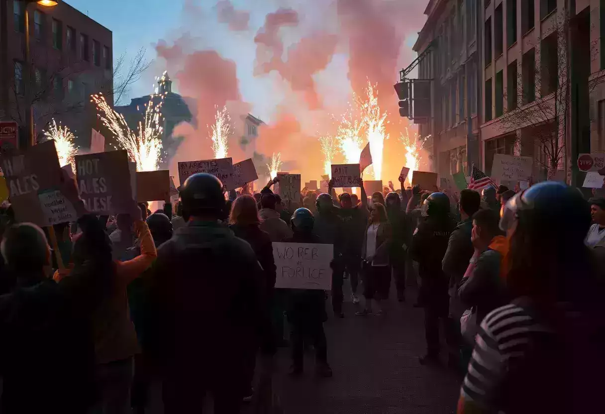 Protesters clashing with police at ICE facility in Portland