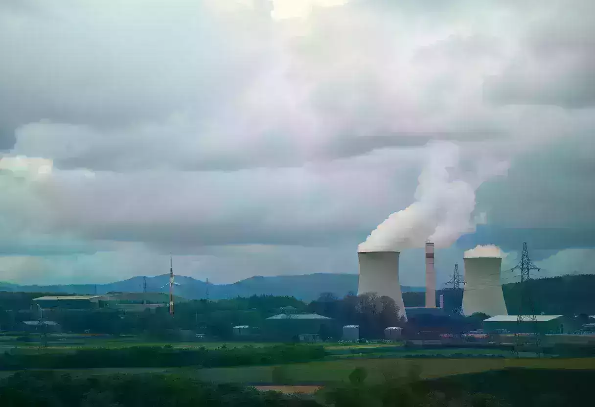Industrial power plants emitting smoke and pollution