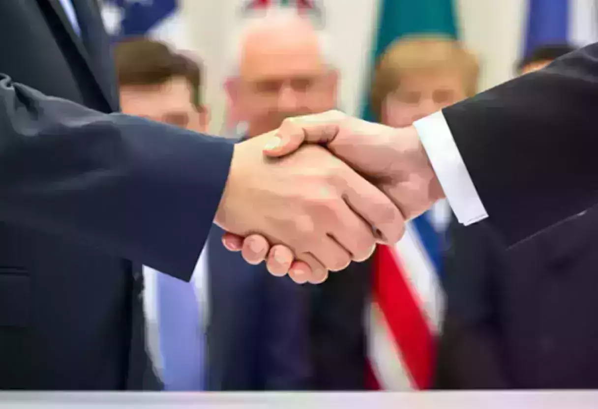 Symbolic handshake representing reconciliation between two influential leaders