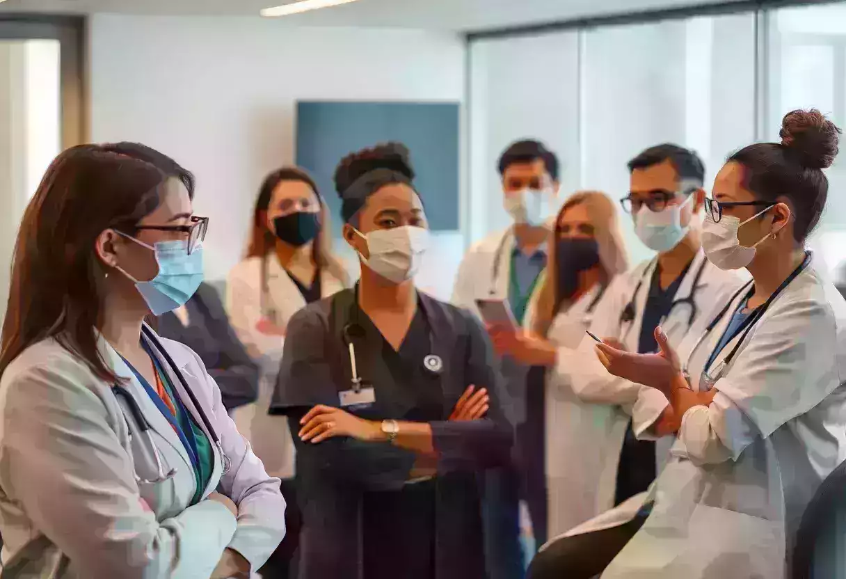 Healthcare professionals discussing vaccination policies