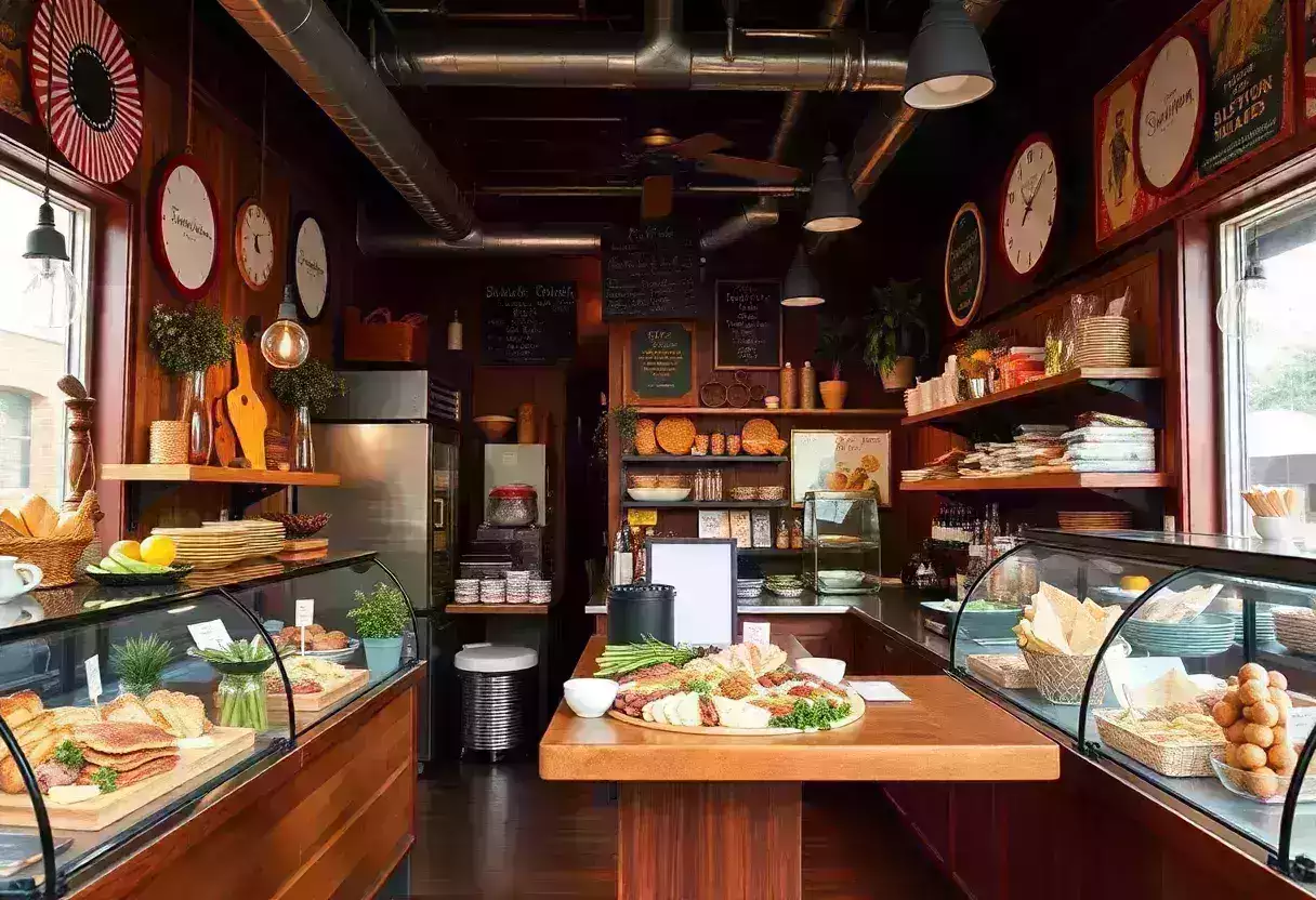 Interior of Sister Sister Deli showcasing fresh Southern dishes