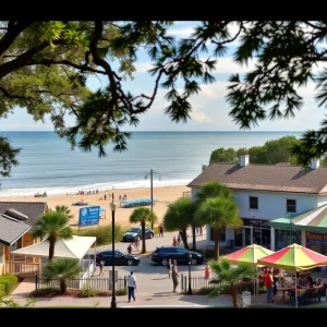 A collage depicting attractions in small towns of South Carolina.