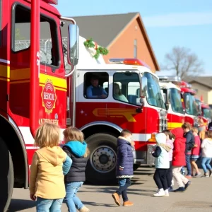 Children exploring trucks at the Touch-a-Truck event in Beaufort