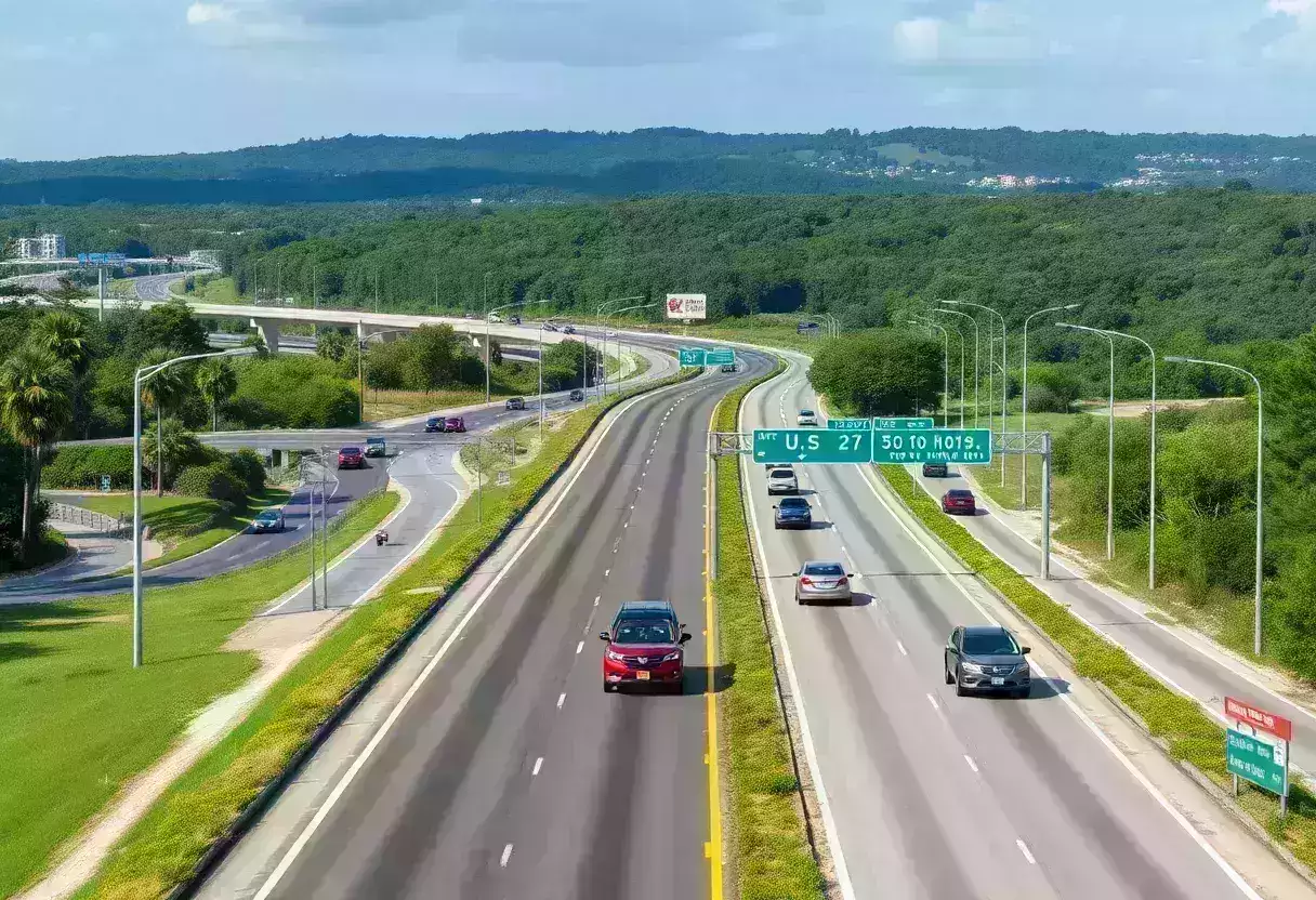 View of U.S. 278 Highway with traffic and greenery
