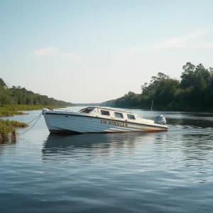 A former U.S. Navy vessel abandoned in a South Carolina creek