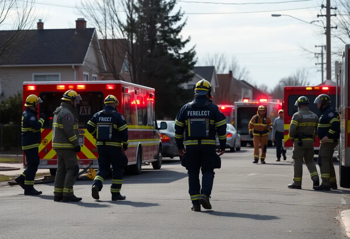 Emergency responders assisting residents during an evacuation in Albany County.