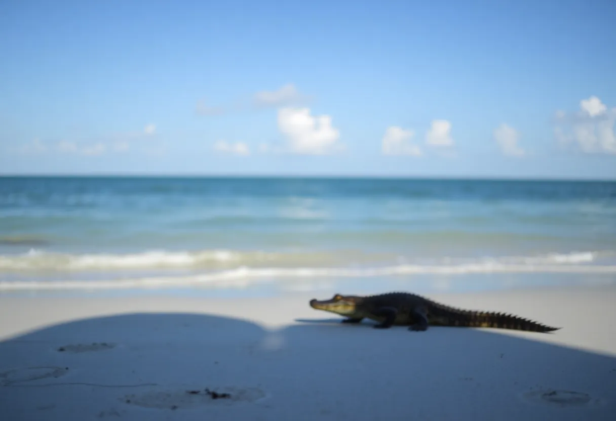 Silhouette of an alligator near a South Carolina beach