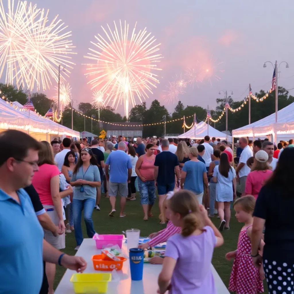Families celebrating Fourth of July in Beaufort County with fireworks
