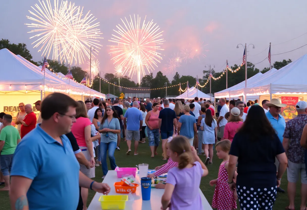 Families celebrating Fourth of July in Beaufort County with fireworks