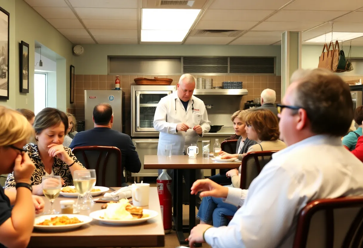 Health inspector reviewing restaurant kitchen in Beaufort County