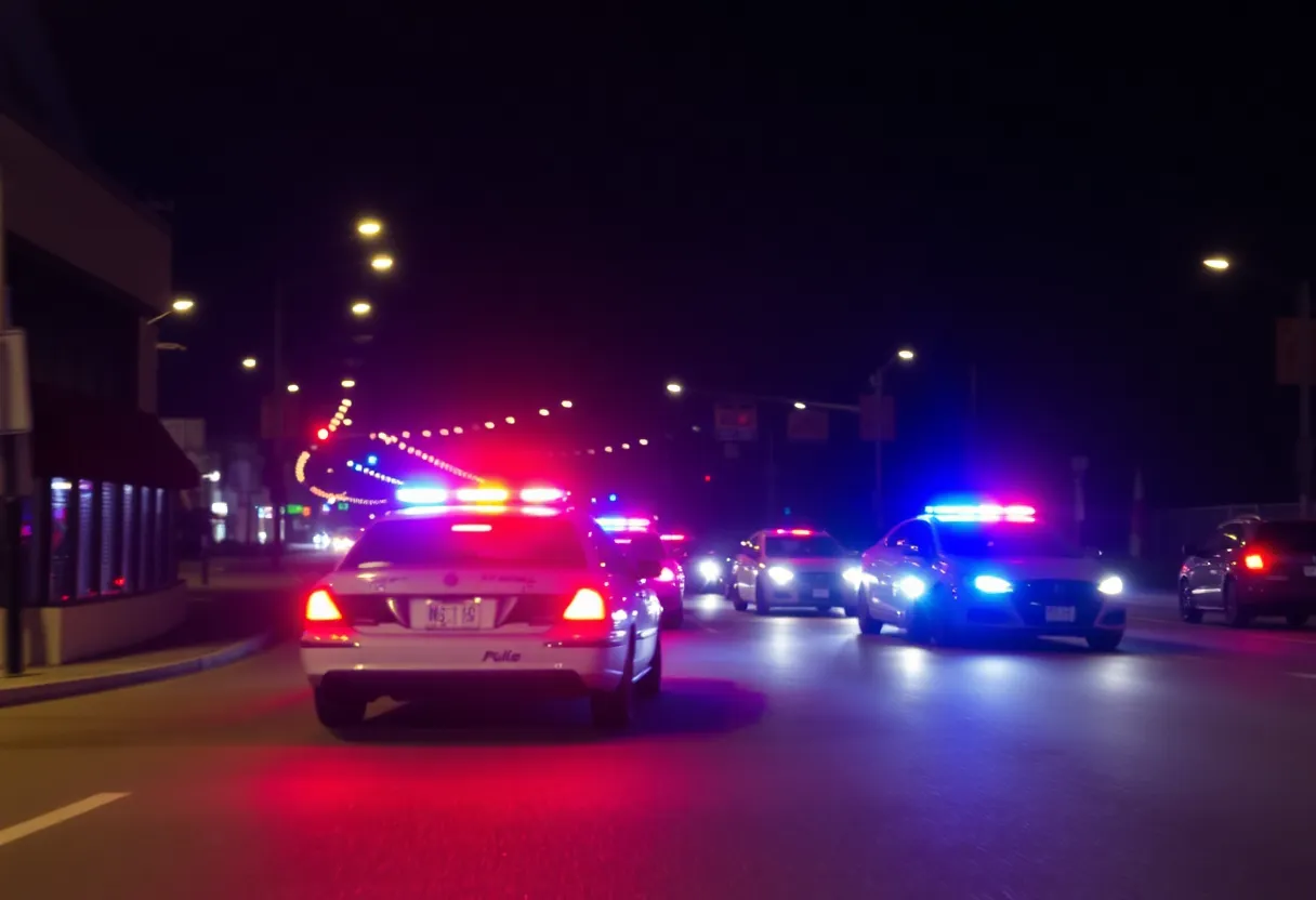 Police lights flashing during a high-speed chase in Beaufort County