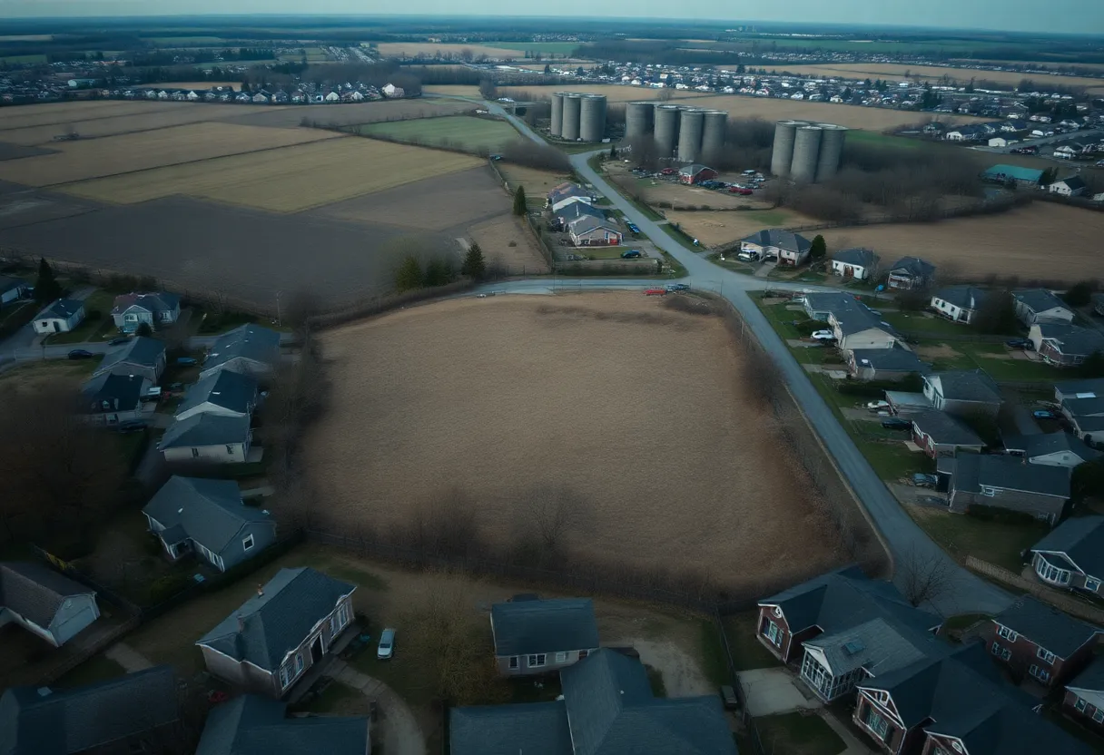 Aerial view of an empty lot in Beaufort County where remains were found