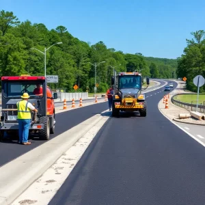 Construction site for road resurfacing in Beaufort County.