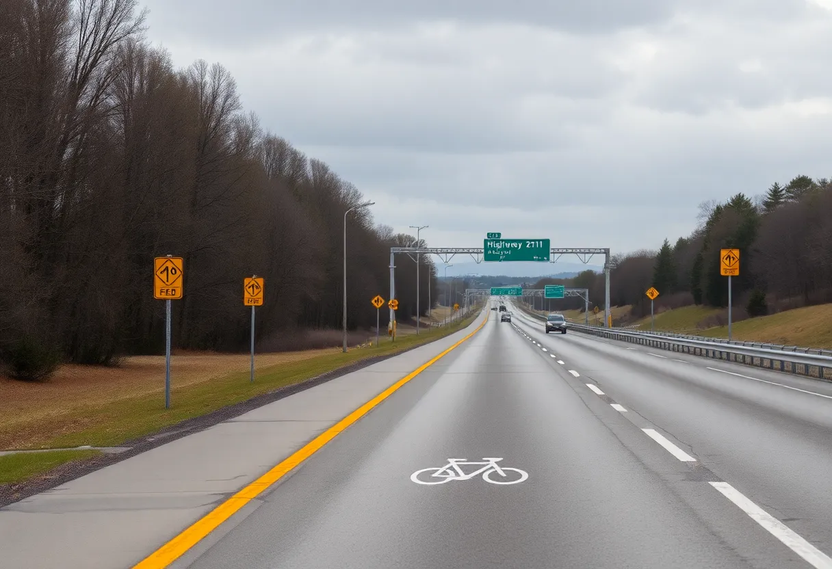 Roadway scene highlighting bicycle safety on US Highway 21 in Beaufort.