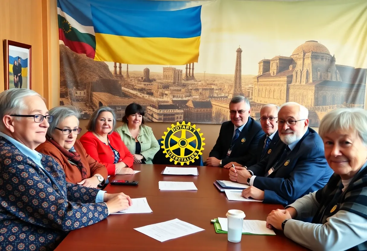Members of Beaufort Rotary Club in a meeting with Ukrainian officials via video conference