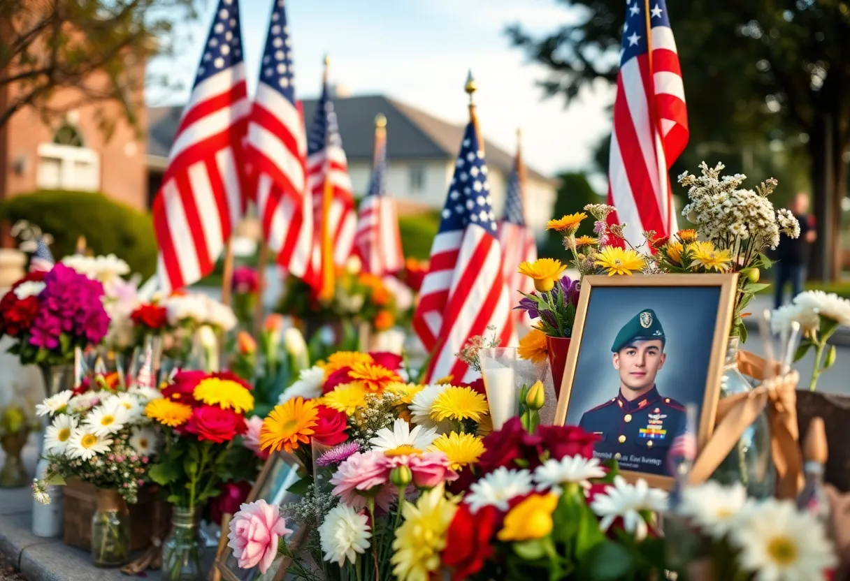 Community memorial scene honoring veteran Neil Richard Theisen