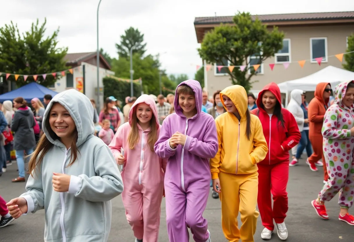 Crowd enjoying the Beaufort Water Festival with fireworks in the background.