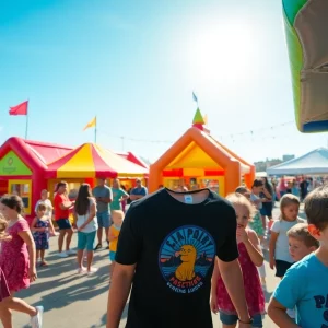 Families enjoying the Beaufort Water Festival Children's Day activities.