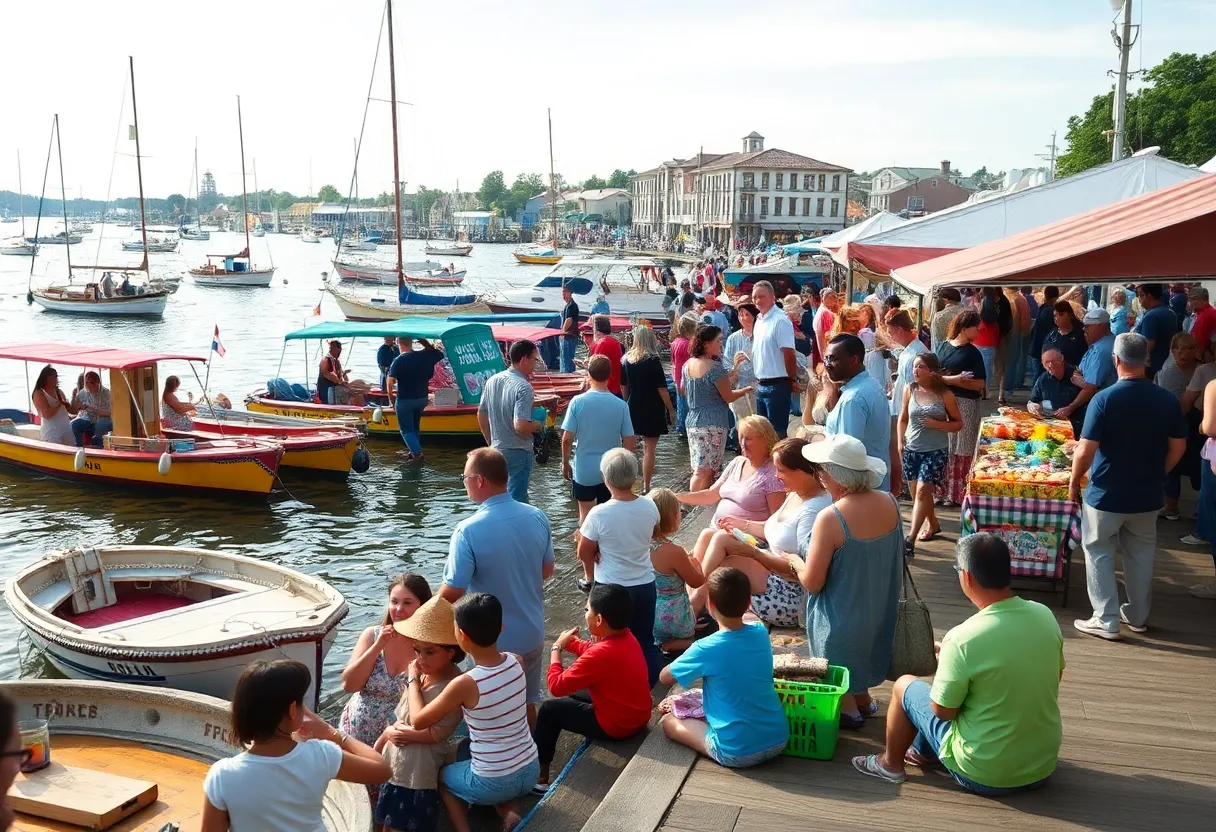 Family enjoying the Beaufort Water Festival amidst rainy weather