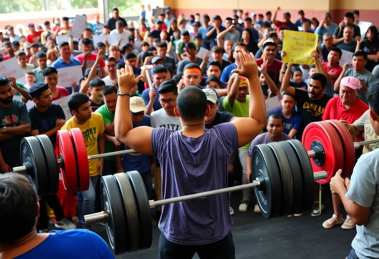 Local athletes participating in a weightlifting competition in Beaufort