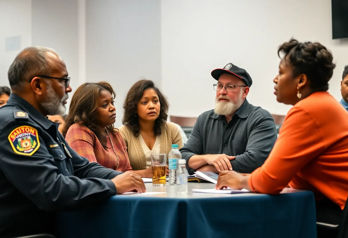 Community members discussing immigration policies at a meeting in Bluffton
