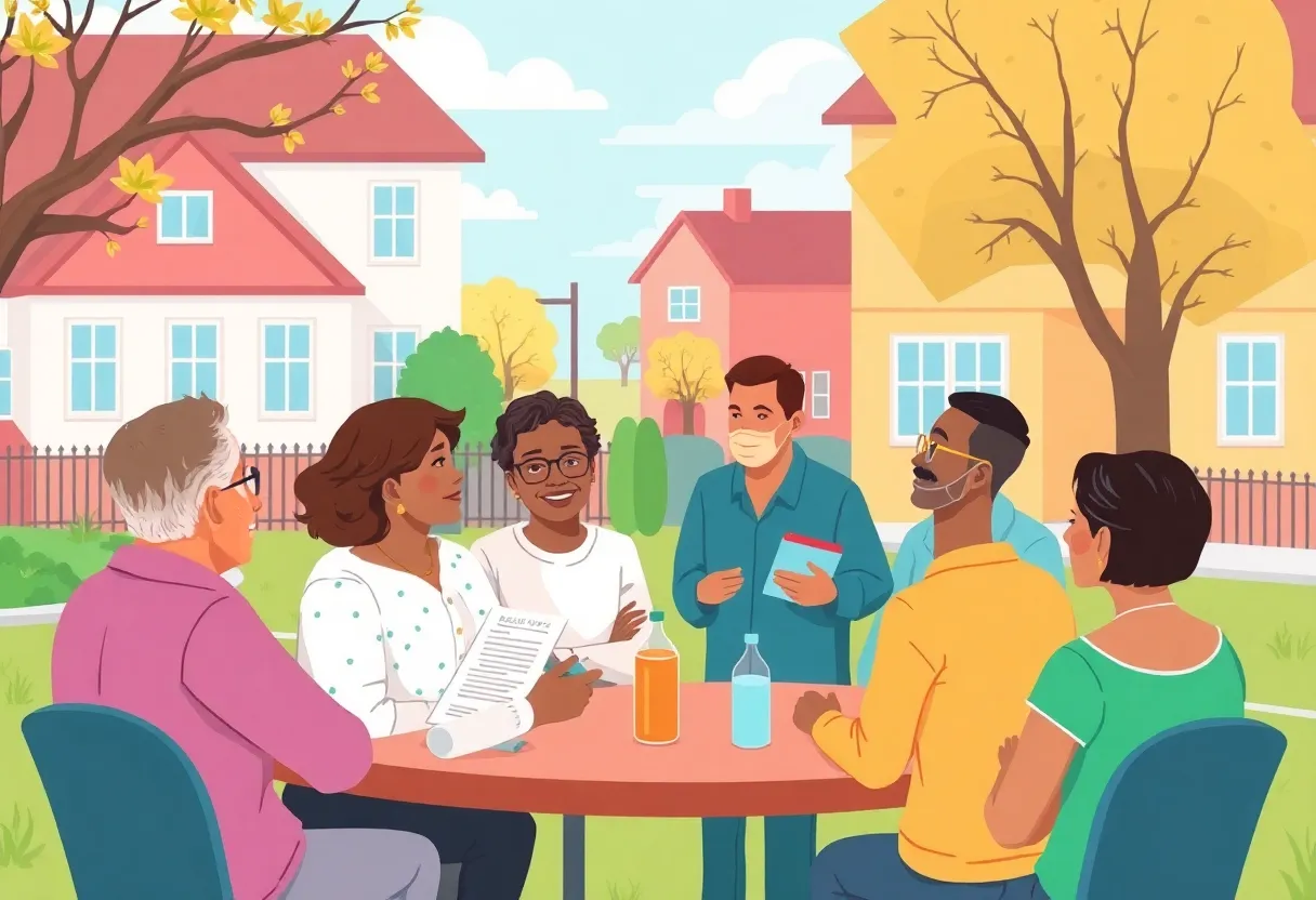 Community members discussing gas leak safety measures