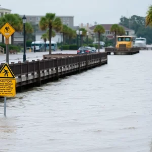 Charleston waterfront during coastal flood advisory