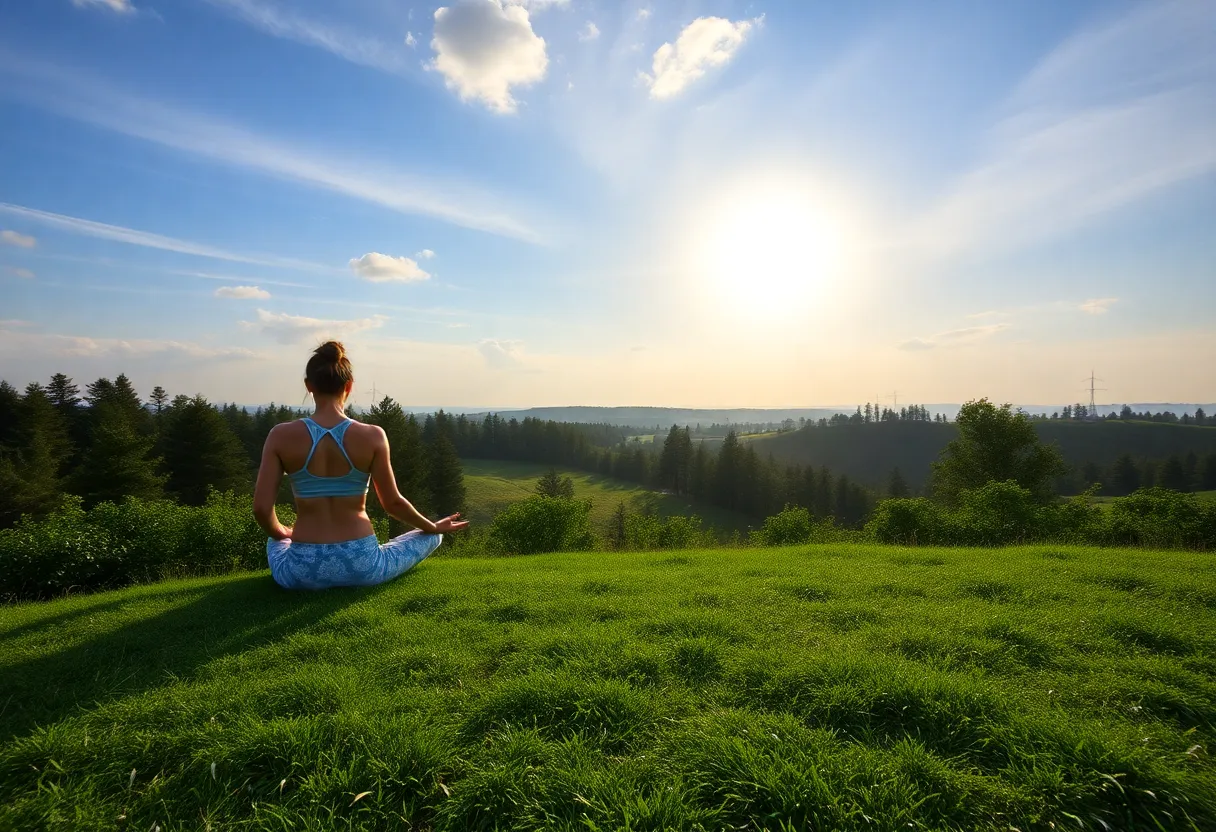 A peaceful scene promoting relaxation and stress relief techniques.