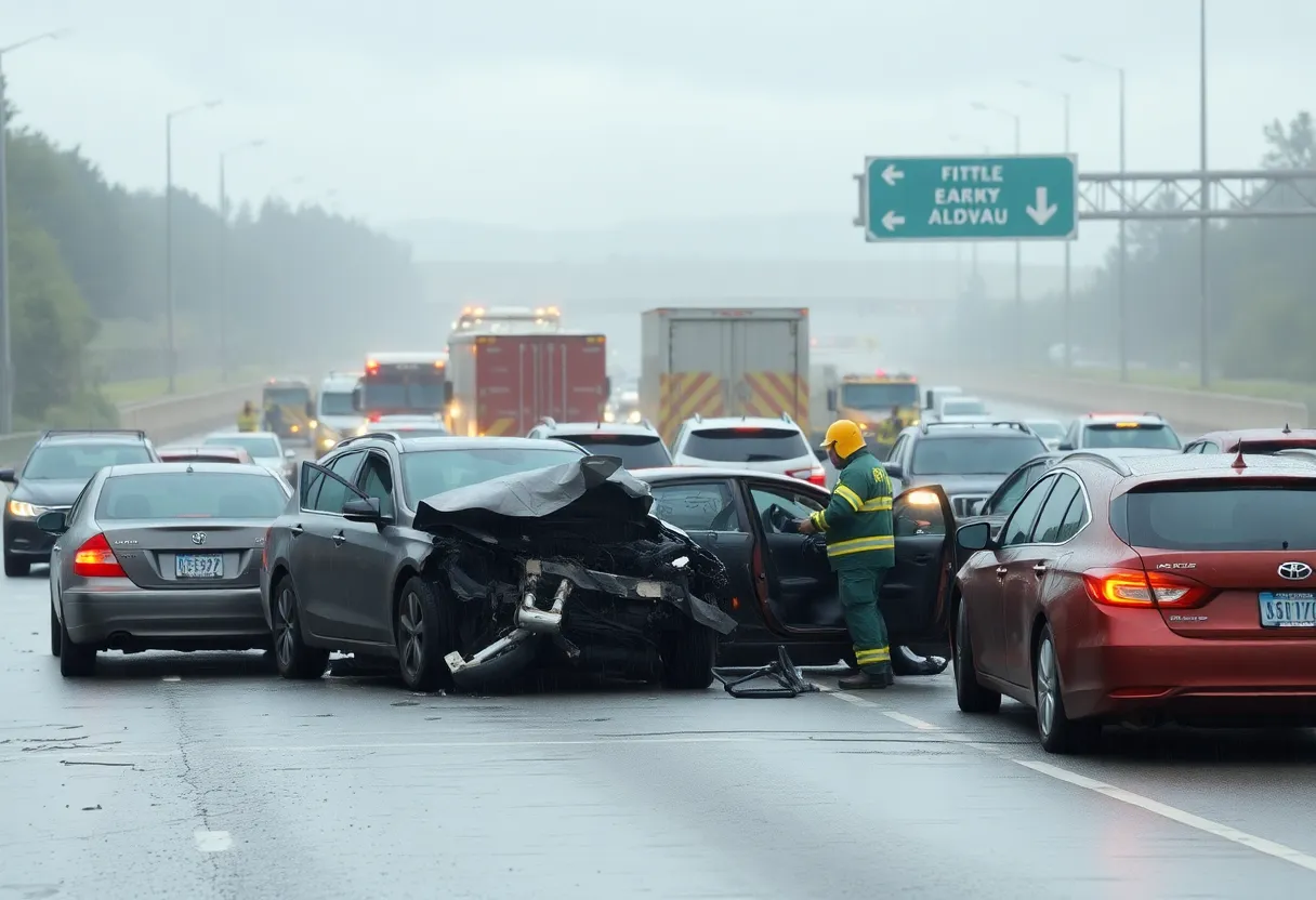 Multi-vehicle accident scene in Colleton County