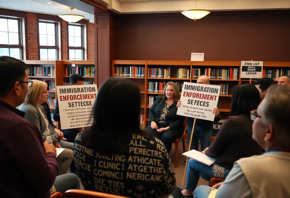 Residents discussing immigration enforcement at Bluffton Branch Library